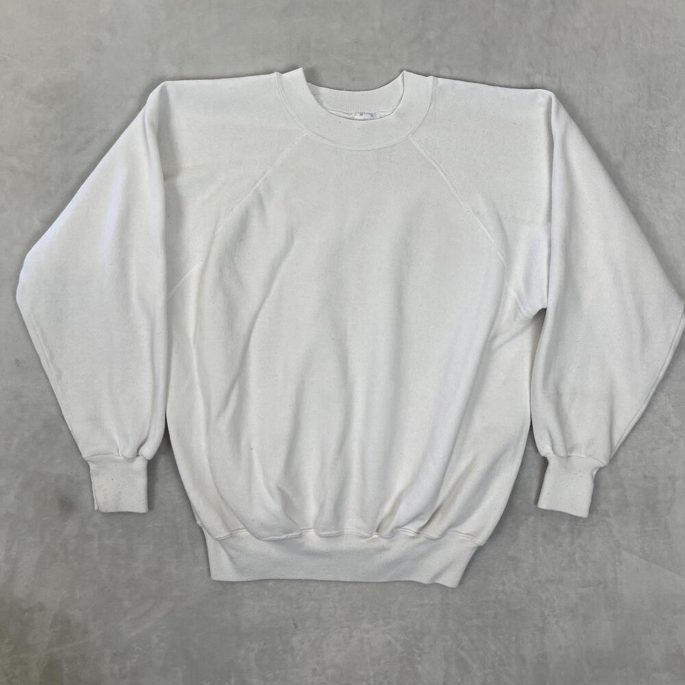 Vintage Ultra Sweats White Blank Raglan Sweatshirt Mens Large Crewneck USA Made